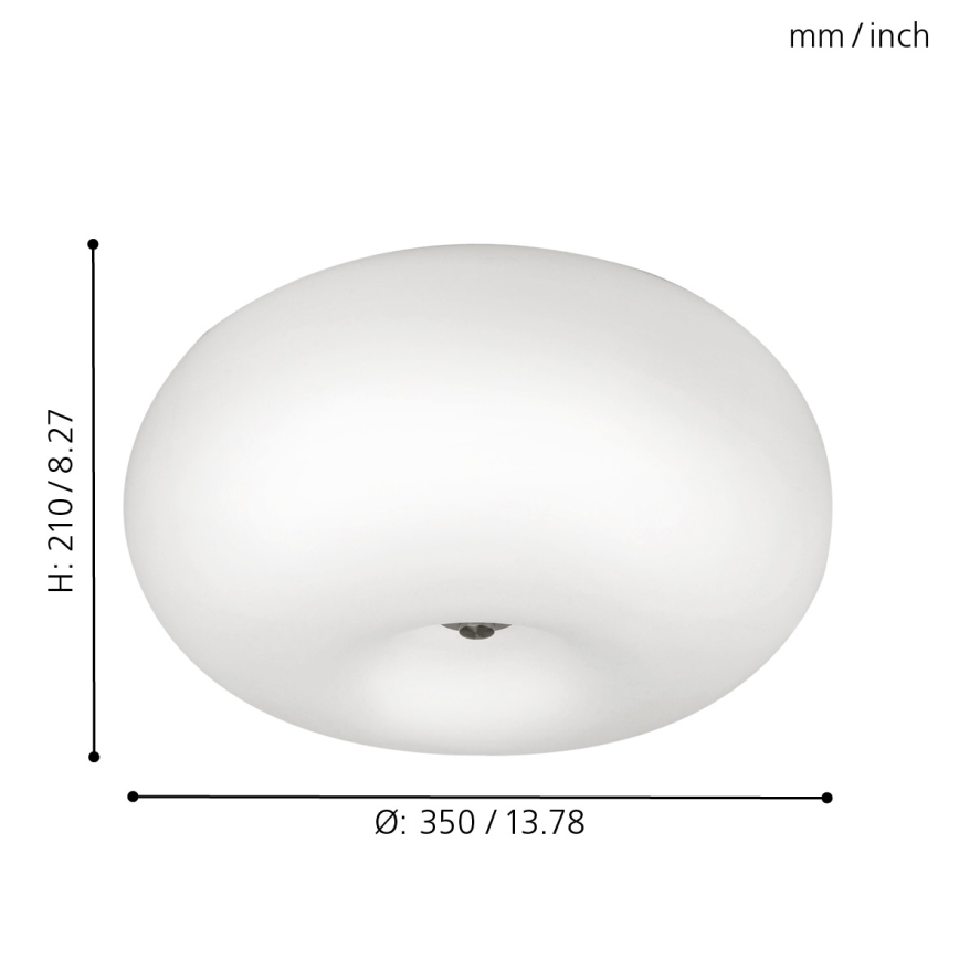 EGLO - Plafonjera OPTICA 2xE27/60W/230V opalno staklo pr. 35 cm