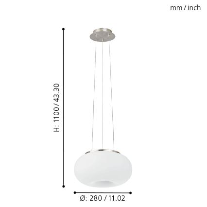 EGLO - Luster na sajli OPTICA 2xE27/60W pr. 28 cm