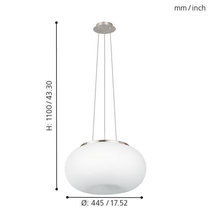 EGLO - Luster na sajli OPTICA 2xE27/60W pr. 45 cm