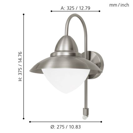 EGLO - Spoljašnja zidna lampa sa senzorom 1xE27/60W IP44
