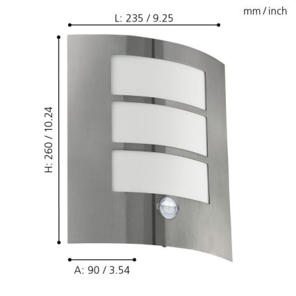 EGLO - Spoljašnja zidna lampa sa senzorom 1xE27/15W/230V IP44