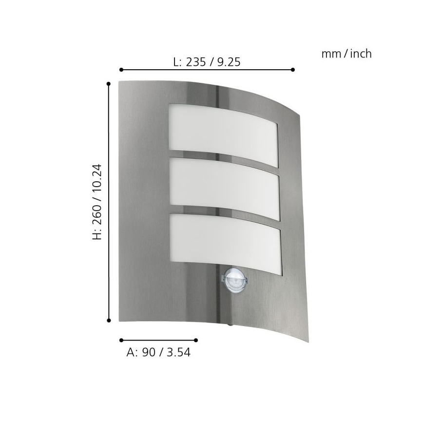 EGLO - Spoljašnja zidna lampa sa senzorom 1xE27/15W/230V IP44