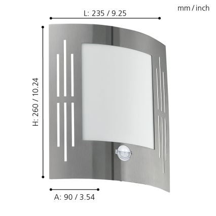 EGLO - Spoljašnja zidna lampa sa senzorom 1xE27/15W/230V IP44