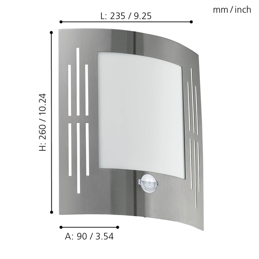 EGLO - Spoljašnja zidna lampa sa senzorom 1xE27/15W/230V IP44