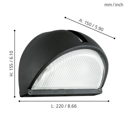 EGLO - Spoljašnja zidna lampa 1xE27/60W crno IP44