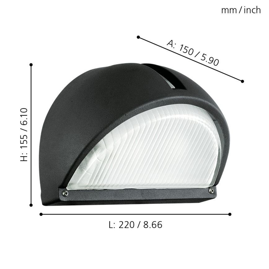 EGLO - Spoljašnja zidna lampa 1xE27/60W crno IP44