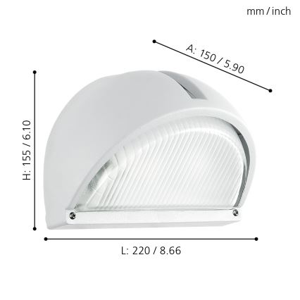EGLO - Spoljašnja zidna lampa 1xE27/60W bela IP44
