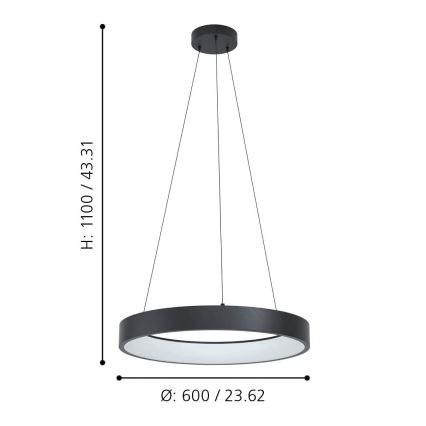 Eglo - LED RGBW prigušiva luster na sajli LED/26W/230V 2700-6500K ZigBee