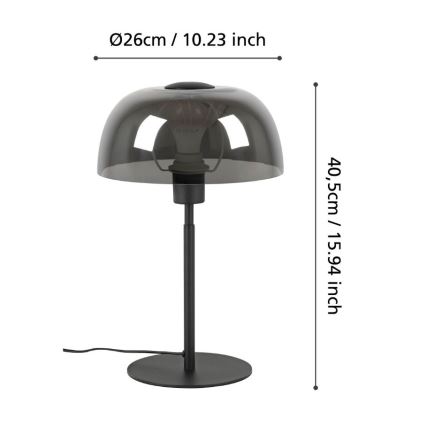 Eglo - Stona lampa 1xE27/40W/230V crno/sivo