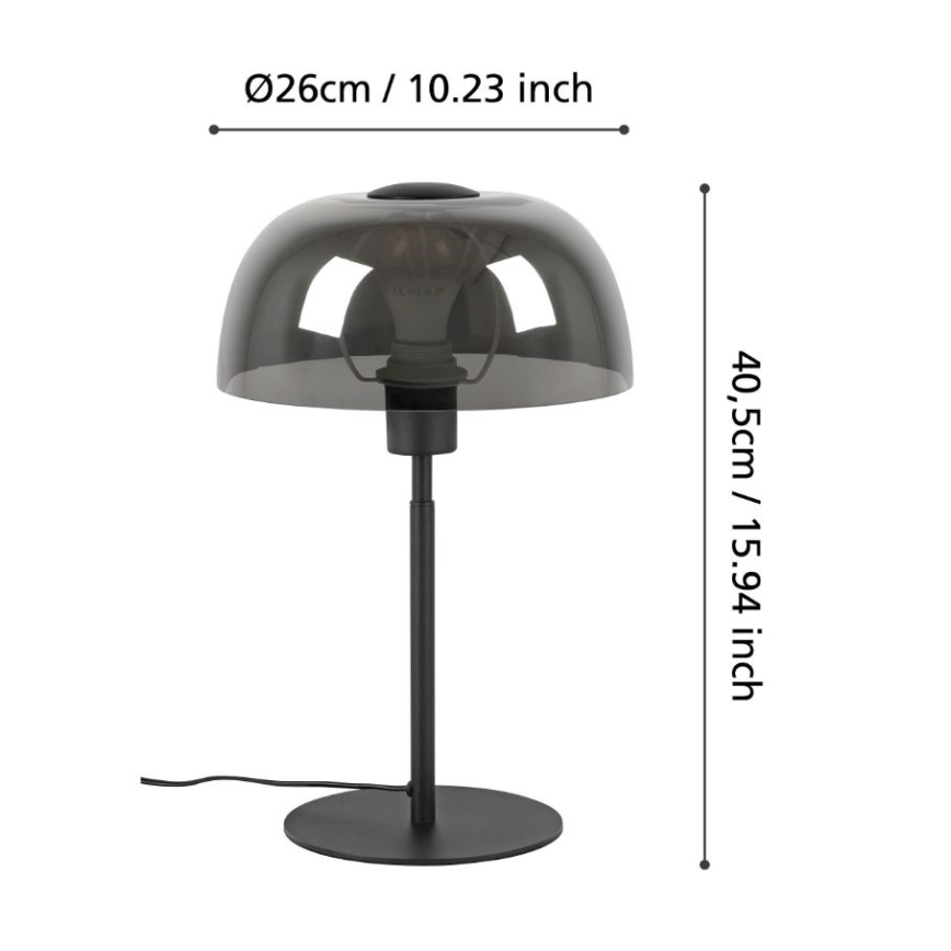Eglo - Stona lampa 1xE27/40W/230V crno/sivo