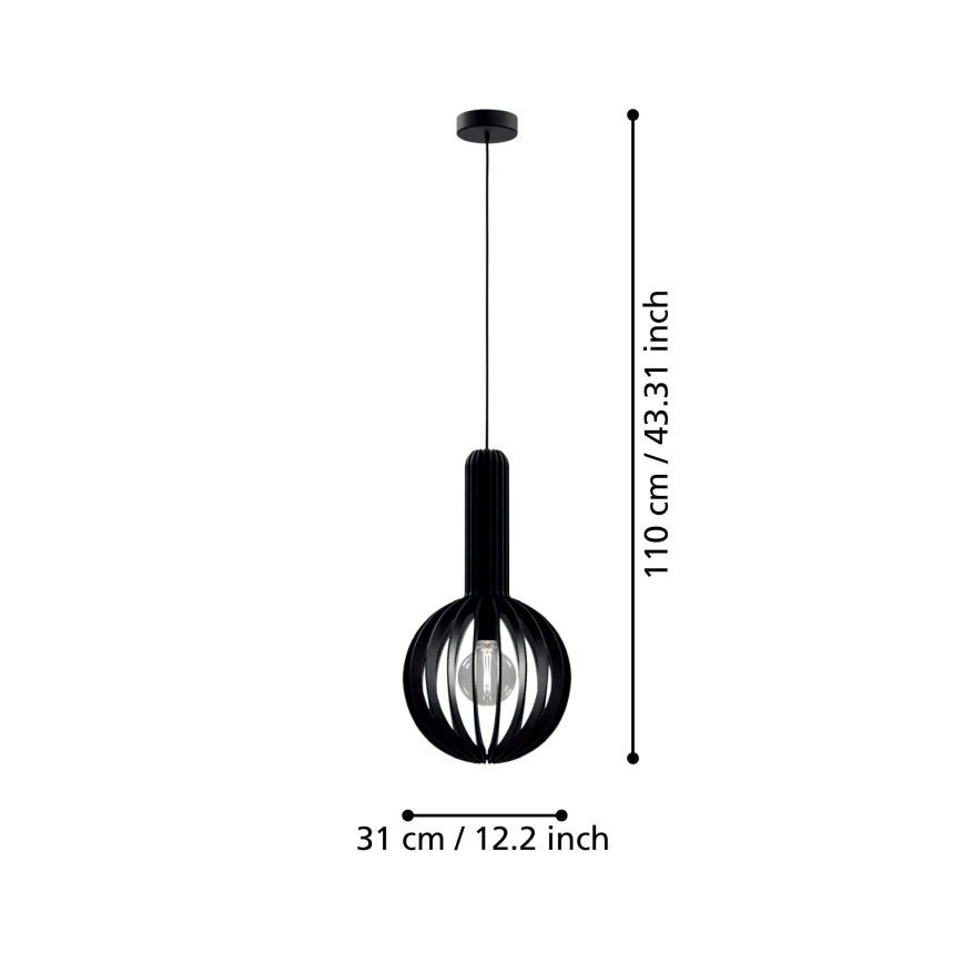 Eglo - Luster na sajli 1xE27/40W/230V pr. 31 cm crno