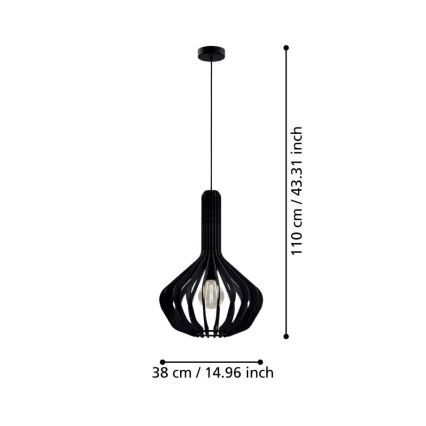 Eglo - Luster na sajli 1xE27/40W/230V pr. 38 cm crno