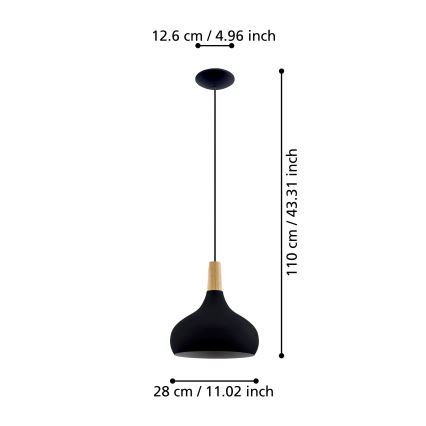 Eglo - Luster na sajli 1xE27/40W/230V pr. 28 cm