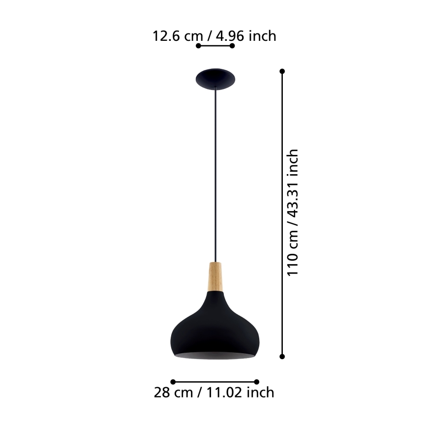 Eglo - Luster na sajli 1xE27/40W/230V pr. 28 cm