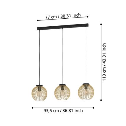 Eglo - Luster na sajli 3xE27/40W/230V