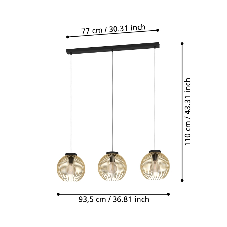 Eglo - Luster na sajli 3xE27/40W/230V