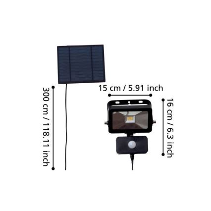 Eglo - LED Solarni reflektor sa senzorom 15xLED/0,03W/3,7V IP44