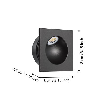 Eglo - LED Rasveta za stepenište LED/2W/230V 3000K crno
