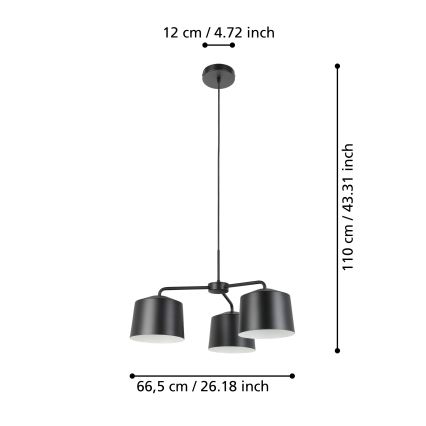 Eglo - Luster na sajli 3xE27/40W/230V