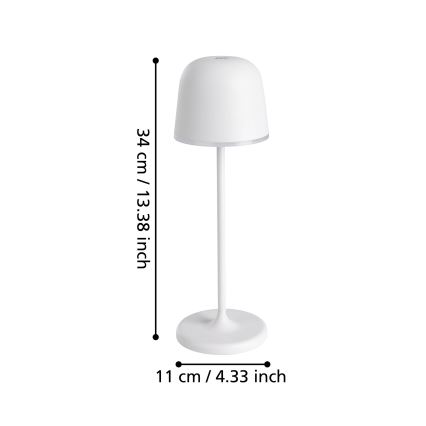 Eglo - LED Prigušiva vanjska punjiva lampa LED/2,2W/5V 1800 mAh sivo IP54