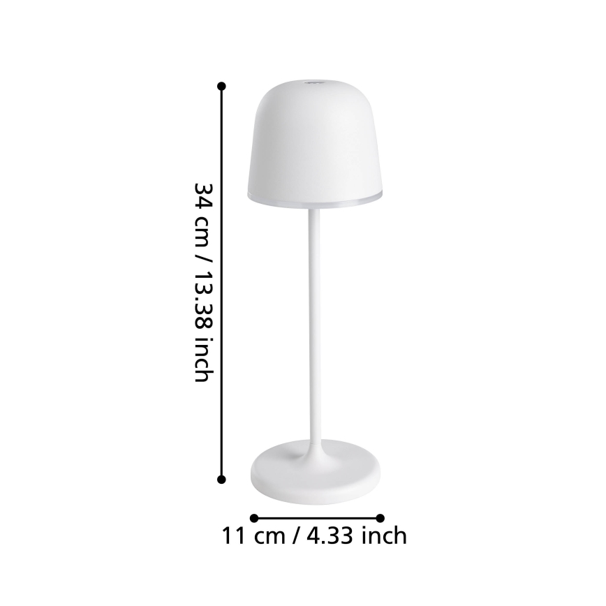 Eglo - LED Prigušiva vanjska punjiva lampa LED/2,2W/5V 1800 mAh sivo IP54
