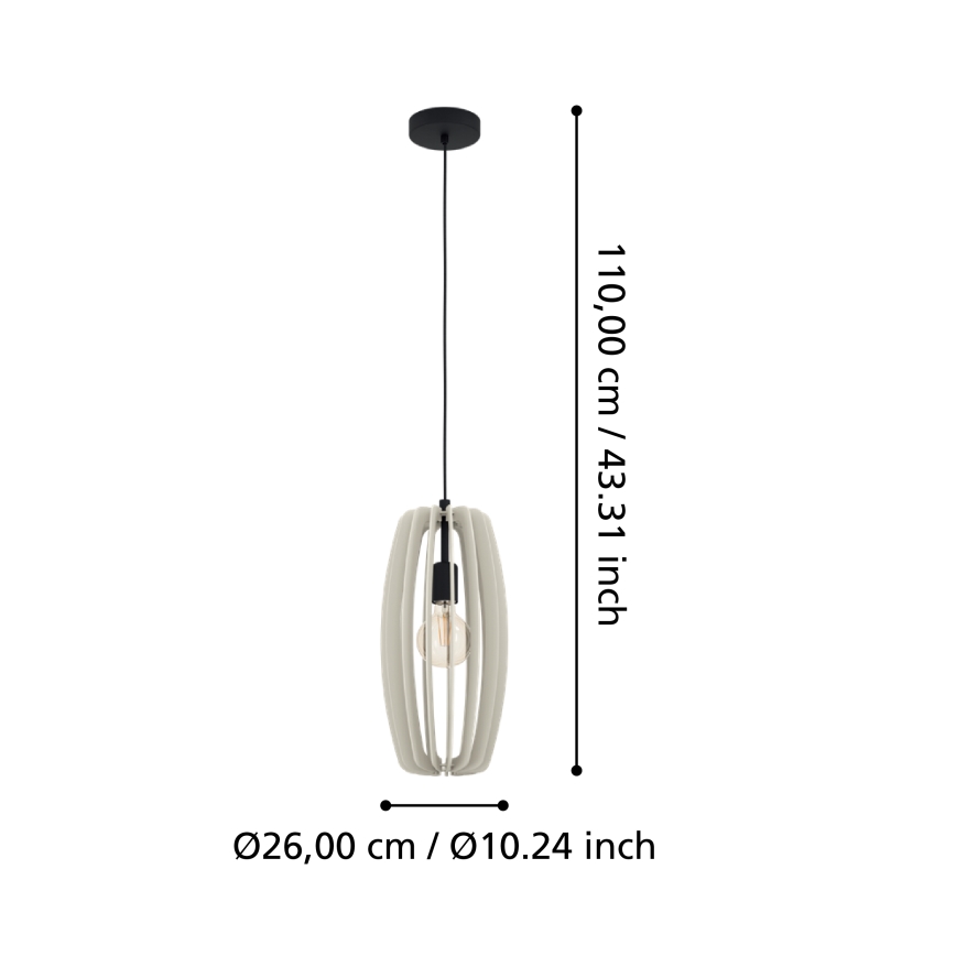 Eglo - Luster na sajli 1xE27/40W/230V kremasta