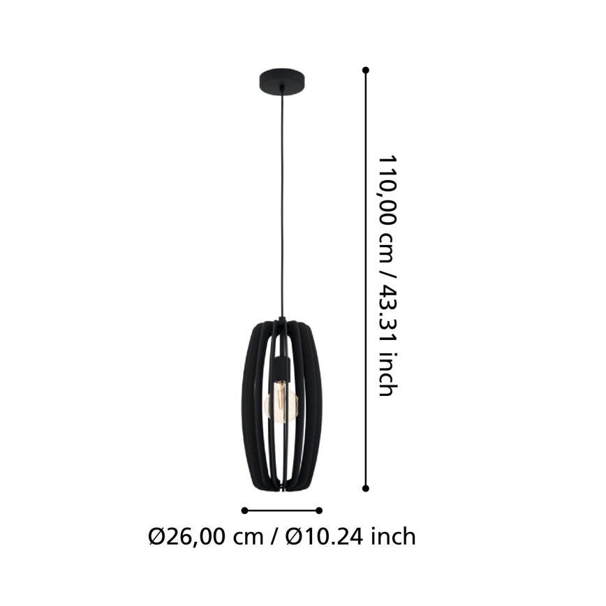 Eglo - Luster na sajli 1xE27/40W/230V crno