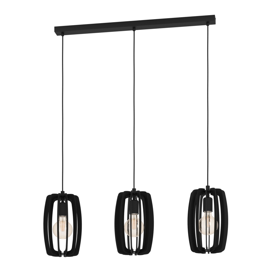 Eglo - Luster na sajli 3xE27/40W/230V crno