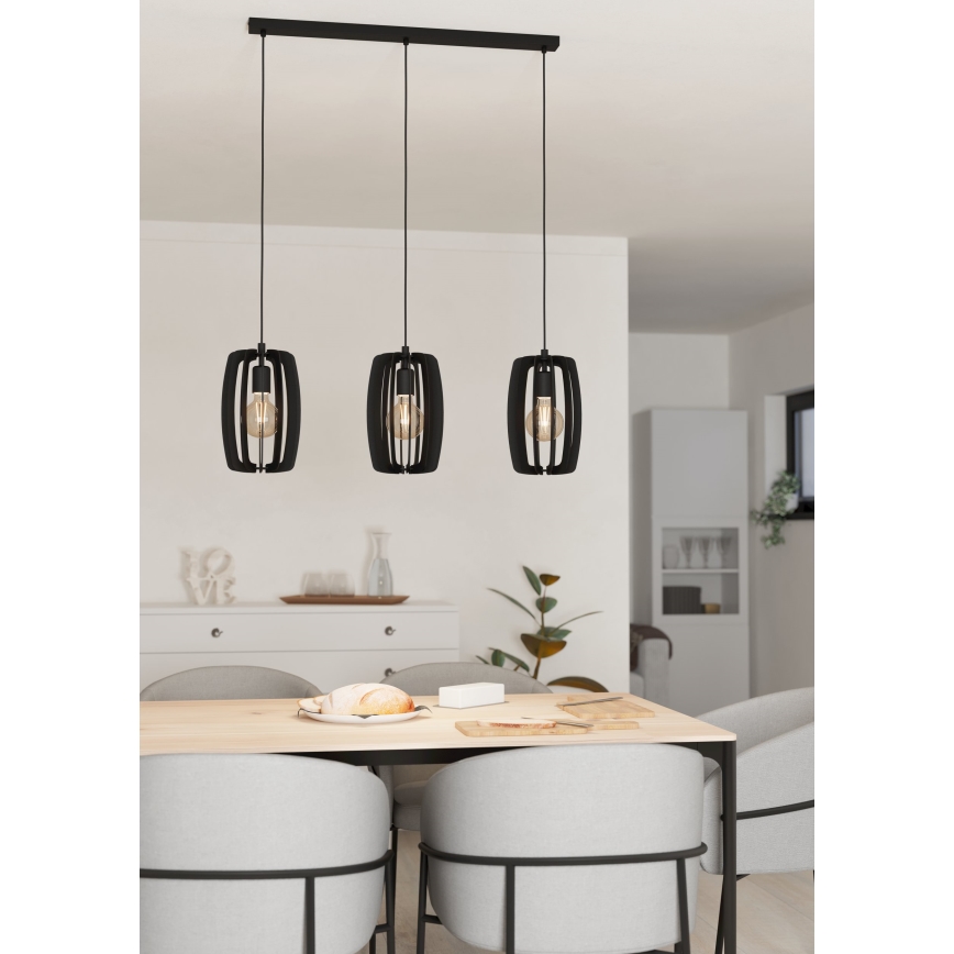 Eglo - Luster na sajli 3xE27/40W/230V crno