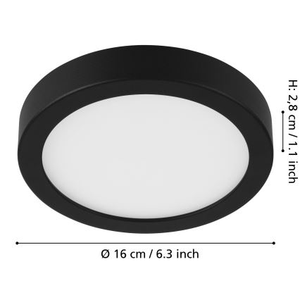 Eglo - LED Prigušiva plafonjera LED/11W/230V crno