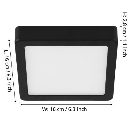 Eglo - LED Prigušiva plafonjera LED/11W/230V crno