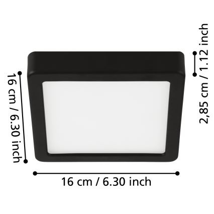 Eglo - LED Plafonjera za kupatilo LED/11W/230V IP44 crno