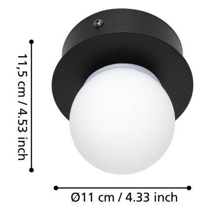 Eglo - LED Plafonjera za kupatilo LED/3,3W/230V IP44 crno