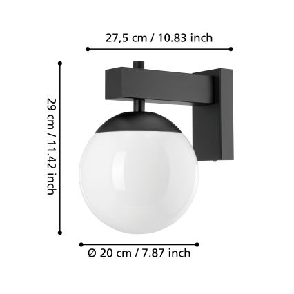 Eglo - Spoljašnja zidna lampa 1xE27/40W/230V crno IP44