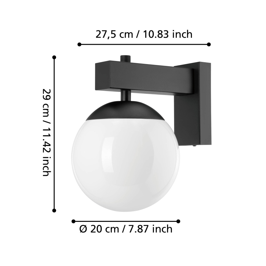 Eglo - Spoljašnja zidna lampa 1xE27/40W/230V crno IP44