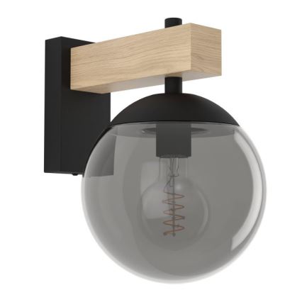 Eglo - Spoljašnja zidna lampa 1xE27/40W/230V crno/drvo IP44
