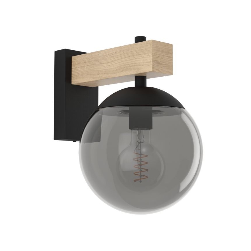 Eglo - Spoljašnja zidna lampa 1xE27/40W/230V crno/drvo IP44