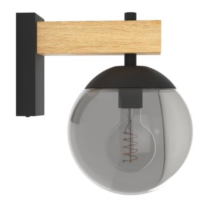 Eglo - Spoljašnja zidna lampa 1xE27/40W/230V crno/drvo IP44