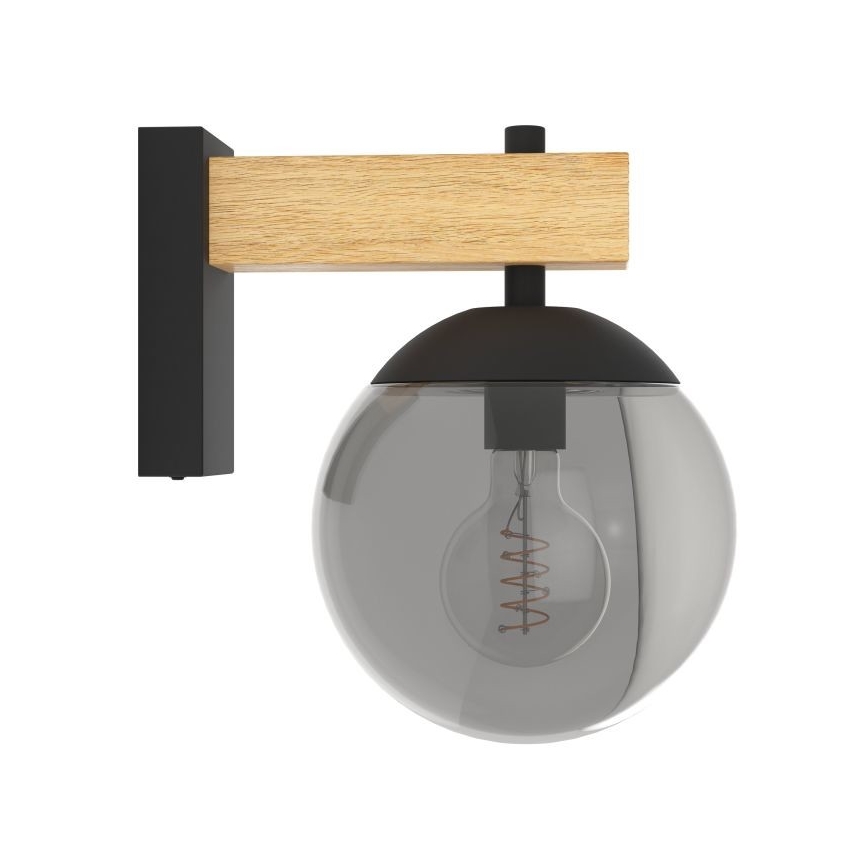 Eglo - Spoljašnja zidna lampa 1xE27/40W/230V crno/drvo IP44