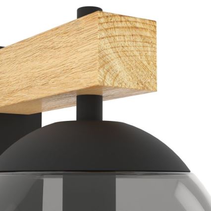 Eglo - Spoljašnja zidna lampa 1xE27/40W/230V crno/drvo IP44