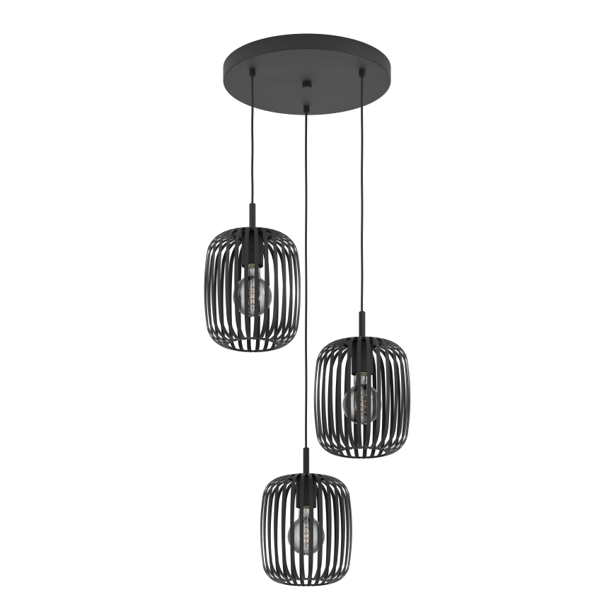 Eglo - Luster na sajli 3xE27/40W/230V crno