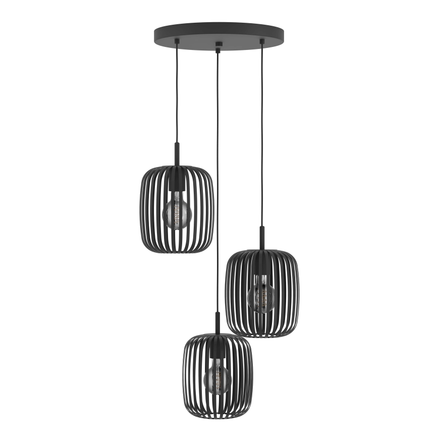 Eglo - Luster na sajli 3xE27/40W/230V crno