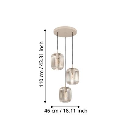 Eglo - Luster na sajli 3xE27/40W/230V bež