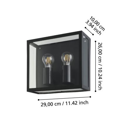 Eglo - Spoljašnja zidna lampa 2xE27/40W/230V IP44