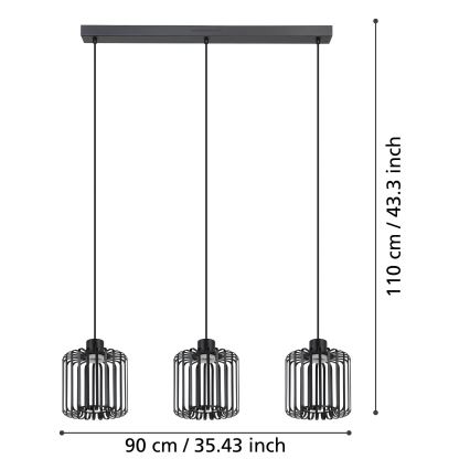 Eglo - LED RGBW Prigušivi luster na sajli 3xLED/3,7W/230V 2700-6500K