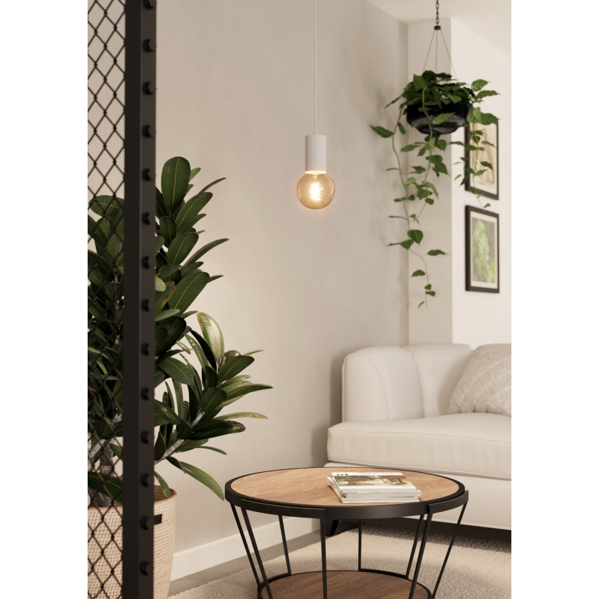 Eglo - Luster na sajli 1xE27/40W/230V bela