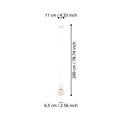 Eglo - Luster na sajli 1xE27/40W/230V bela