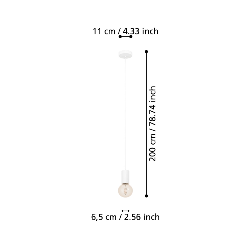 Eglo - Luster na sajli 1xE27/40W/230V bela