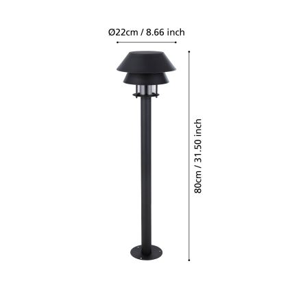 Eglo - Spoljašnja lampa 1xE27/40W/230V 80 cm IP65
