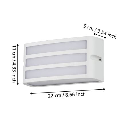 Eglo - Spoljašnja zidna lampa 1xE27/40W/230V bela IP54
